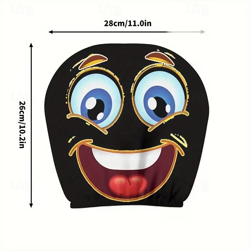 2pcs Cartoon Big-Eyed Face Printed Car Headrest Covers, Interior Decoration, Universal Fit, Washable, Easy to Install, Suitable for Long Trips Or Road Trips, Perfect Quirky Car Decoration 2026 - Kč154 –P28