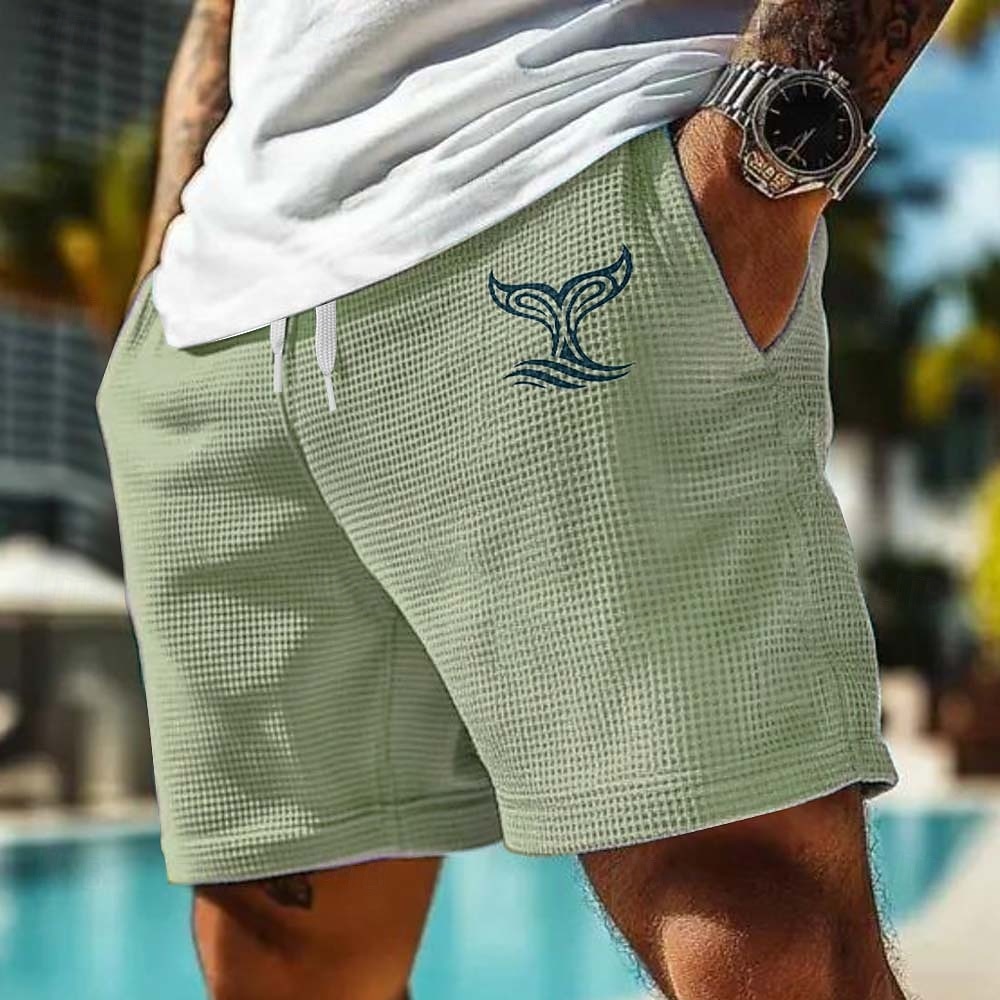 Men's Dophin Sea Creatures Waffle Shorts Sweat Shorts Casual Shorts Mid Waist Fashion Casual Vacation Jogging Workout Textured Elastic Drawstring Waist Shorts with Pockets Designer Clothing Apparel 2026 - $22.99 –P2