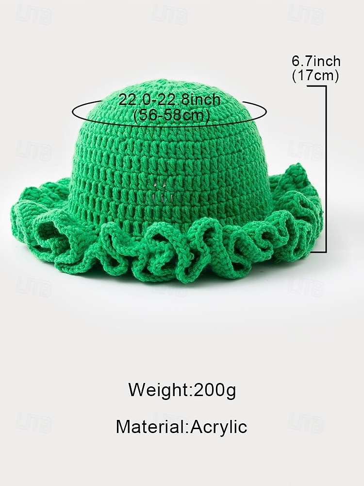 2026年 女性用クロシェラッフルバケットマルディグラハット – カーニバル、コスチュームパーティー、ボヘミアンシックスタイル用の多色レインボーニットフェスティバルキャップ  コレクション – $14.99 –P10