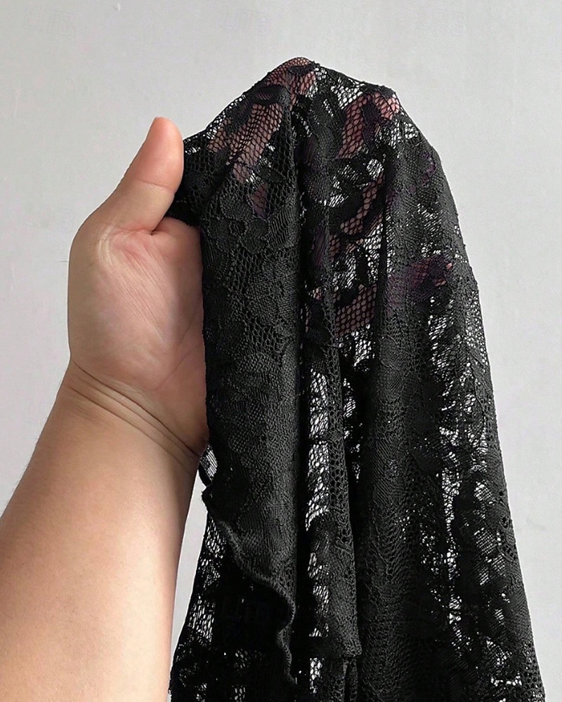 Per donna Blusa Top in pizzo Pizzo Patchwork Semplice Elegante Sexy Manica Lunga Girocollo Top Regolari Quotidiano Ferie Uscire Nero Primavera Autunno del 2026 a $15.99 –P6