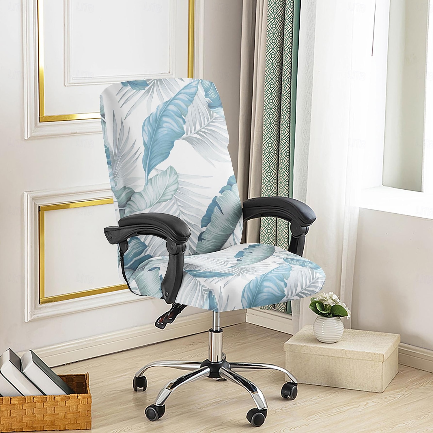 Bürostuhlbezug, Hockerbezug, geometrisch bedruckter Polyester-Überzug, Stretch-Stuhlschutzbezug für Homeoffice und Wohnzimmer 2026 - $17.99 –P5