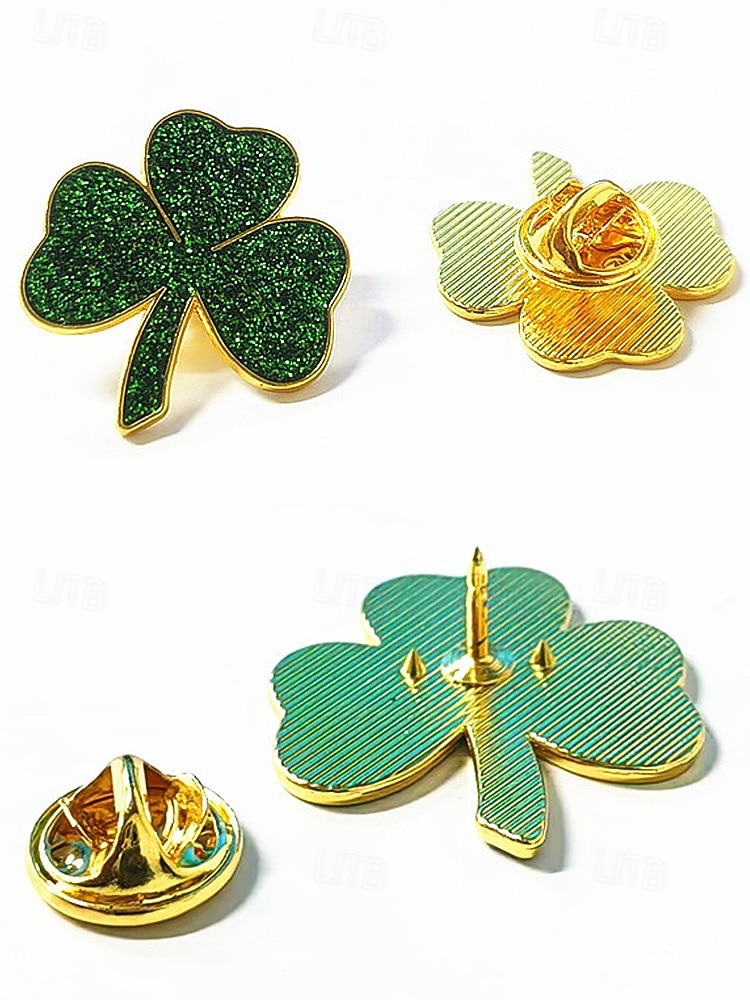 Női Szent Patrik-napi lóhere bross kitűzőkészlet, ötvözet anyagból, 4 darabos lóhere kitűzőkészlet, elegáns és ünnepi ír stílus kalapokhoz, dzsekikhez, táskákhoz, felvonulásokhoz, partikhoz és ünnepi ünnepségekhez 2026 - $11.99 –P9