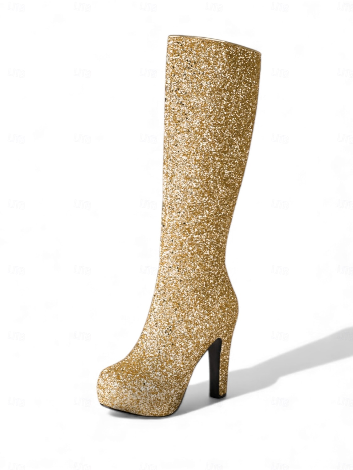 Damen Mardi Gras Silber Glitter Plateau Stiefel - Knöchelhohe Klobige Absatz-Schuhwerk für Venezianische Maskeraden Kostümbälle  Festliche Partykleidung 2026 - $84.99 –P4