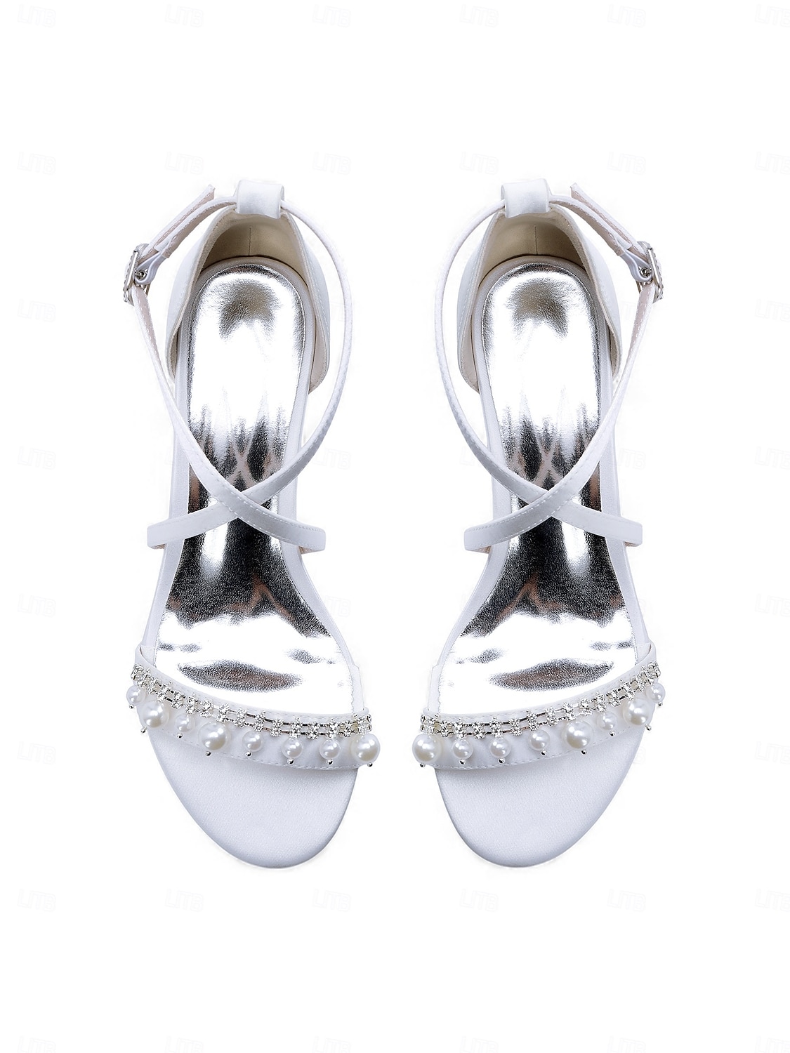 sandali da sposa con tacco a blocco decorati con perle da donna: elegante design con cinturini per spose moderne per matrimoni chic in città del 2026 a $64.99 –P8