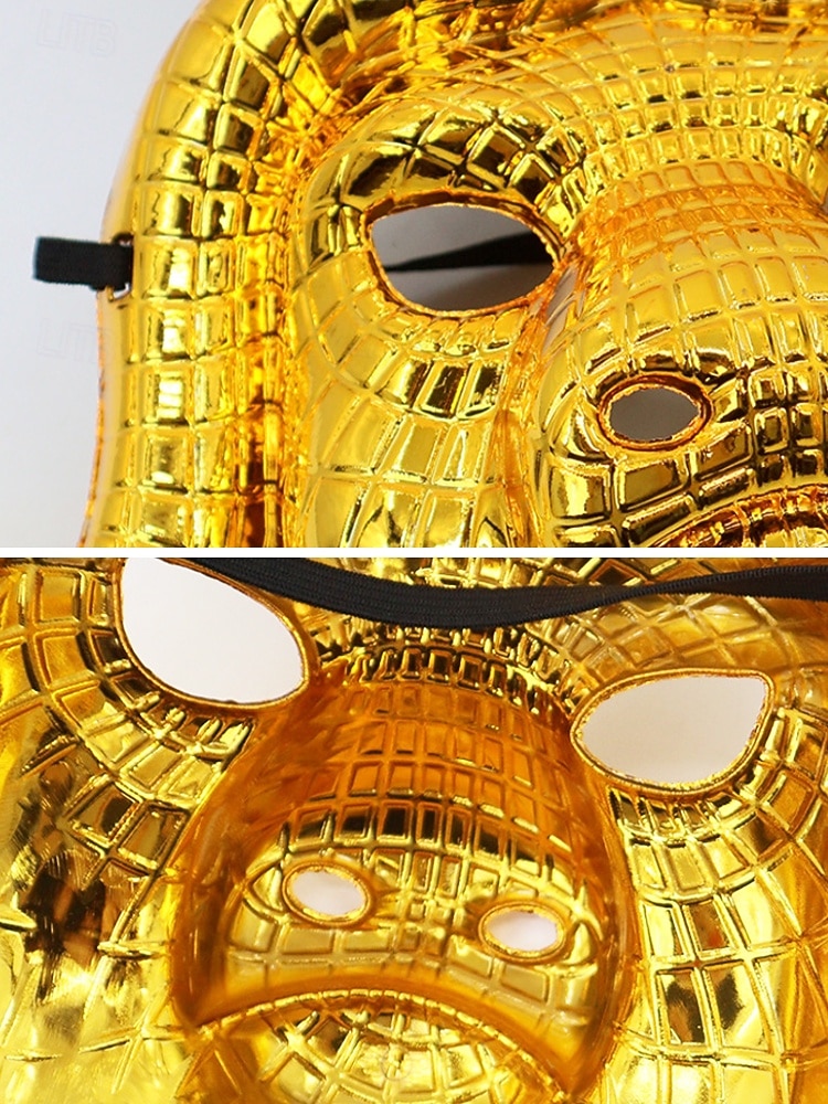 Maschera per carnevale in plastica metallica multi-stile per uomo – Costumi da leone volpe e tigre in oro per carnevale e balli in maschera del 2026 a $24.99 –P5