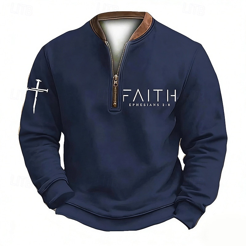 Pánské Mikina Čtvrtletní mikina na zip Černá Bílá Armádní zelená Námořnická modř Hnědá Poloviční zip Barevné bloky Písmeno Haç Poloviční zip Tisk Denní Sporty a outdoor Dovolená Polyester Vinobran 2026 - $15.49 –P3