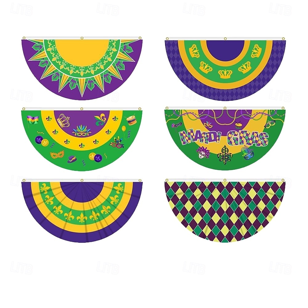 Brazil Carnival Flag, Mardi Gras Half Flag, Carnival Party Decorations, Festive Atmosphere, Colorful Festival Flag for Home, Parade, and Outdoor Event Decor 2026 - $6.99 –P1