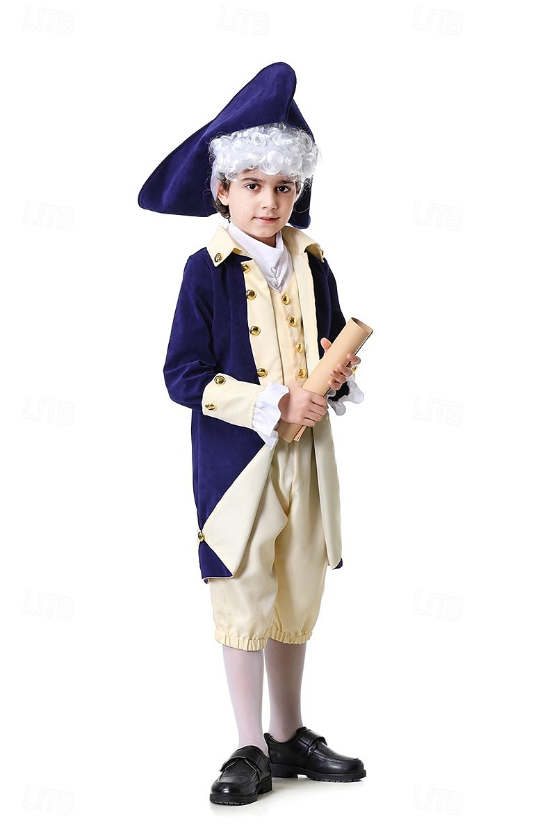 250e anniversaire des États-Unis Rococo Baroque Tenues Manches longues George Washington Alexander Hamilton Epoque Coloniale Déguisement Garçons Carnaval Jour de l'indépendance 4 juillet Enfant de 2026 ? $58.99 –P3