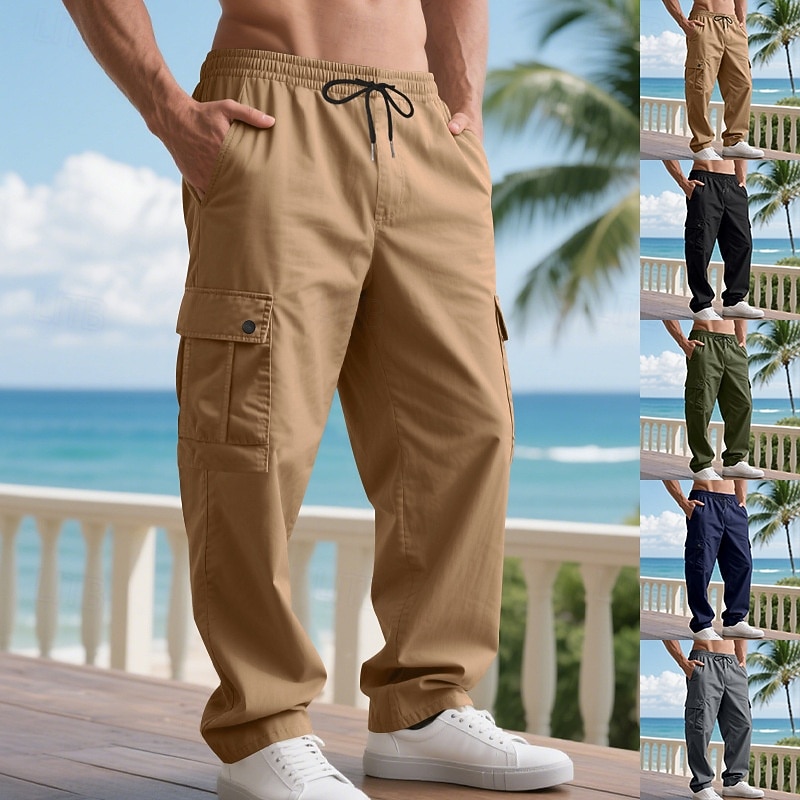Homens Calças Cargo Calças Calças largas Com Cordão Cintura elástica Bolso multi Tecido A Prova de Vento Conforto Diário Ao ar livre Feriado Roupa de rua à moda Preto Verde Tropa de 2026 por $20.99 –P1