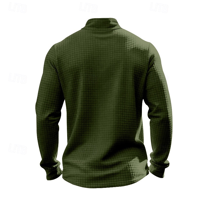 Per uomo Magliette Polo a Nido d'Ape Polo Vacanza Streetwear Zip a un quarto Manica Lunga Moda Essenziale Tinta unica Jacquard Primavera Autunno Vestibilità regolare Nero Bianco Vino Verde militare del 2026 a $22.99 –P5