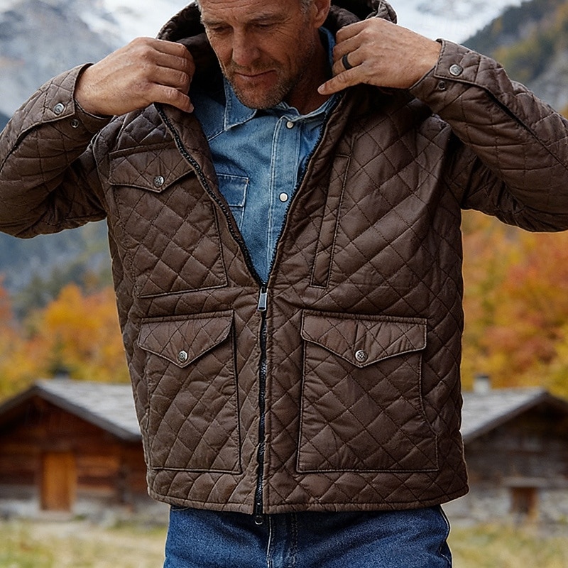 Per uomo Giacca trapuntata Giacca Casual Quotidiano All'aperto Tasca Autunno Inverno Semplice Vintage Streetwear Bavero Regolare Marrone Giacca del 2026 a $60.99 –P2
