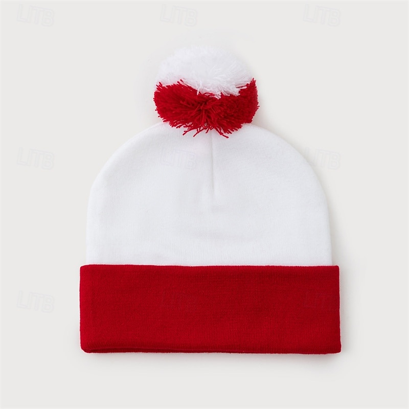 Herre Unisex Lue / Slouchy Strikket lue Vinterlue Hvit Krem Strikket Strikking søt stil Fritid Daglig utendørs Ferie Stripet Hold Varm 2026 - $5.49 –P5