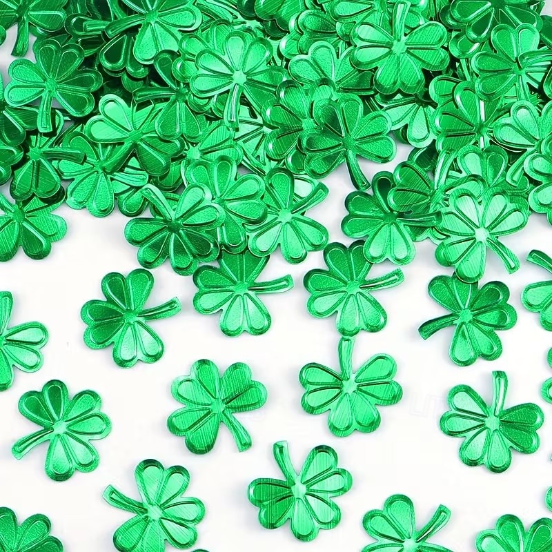 2026年 150個 聖パトリックの日のシャムロック紙吹雪デコレーション、グリーンメタリックホイルシャムロックテーブル紙吹雪グリッターラッキークローバーシャムロックスパンコール、聖パトリックの日のパーティーホームデコレーション用、100g  コレクション – $9.99 –P4