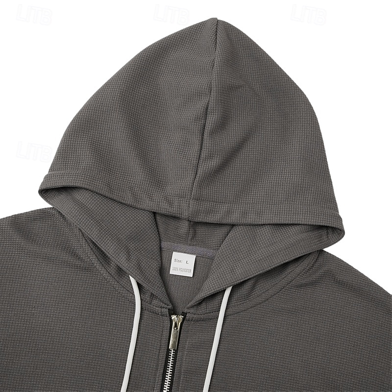 Herre Hattetrøje Vaffel hettegensere Hettegenser med glidelås Aprikos Hvit Lysegrønn Militærgrønn Rød Med hette عادي Kengurulomme Med Tekstur Avslappet Daglig Sport & Utendørs Gatemote Kul Sportsklær 2026 - $28.99 –P11