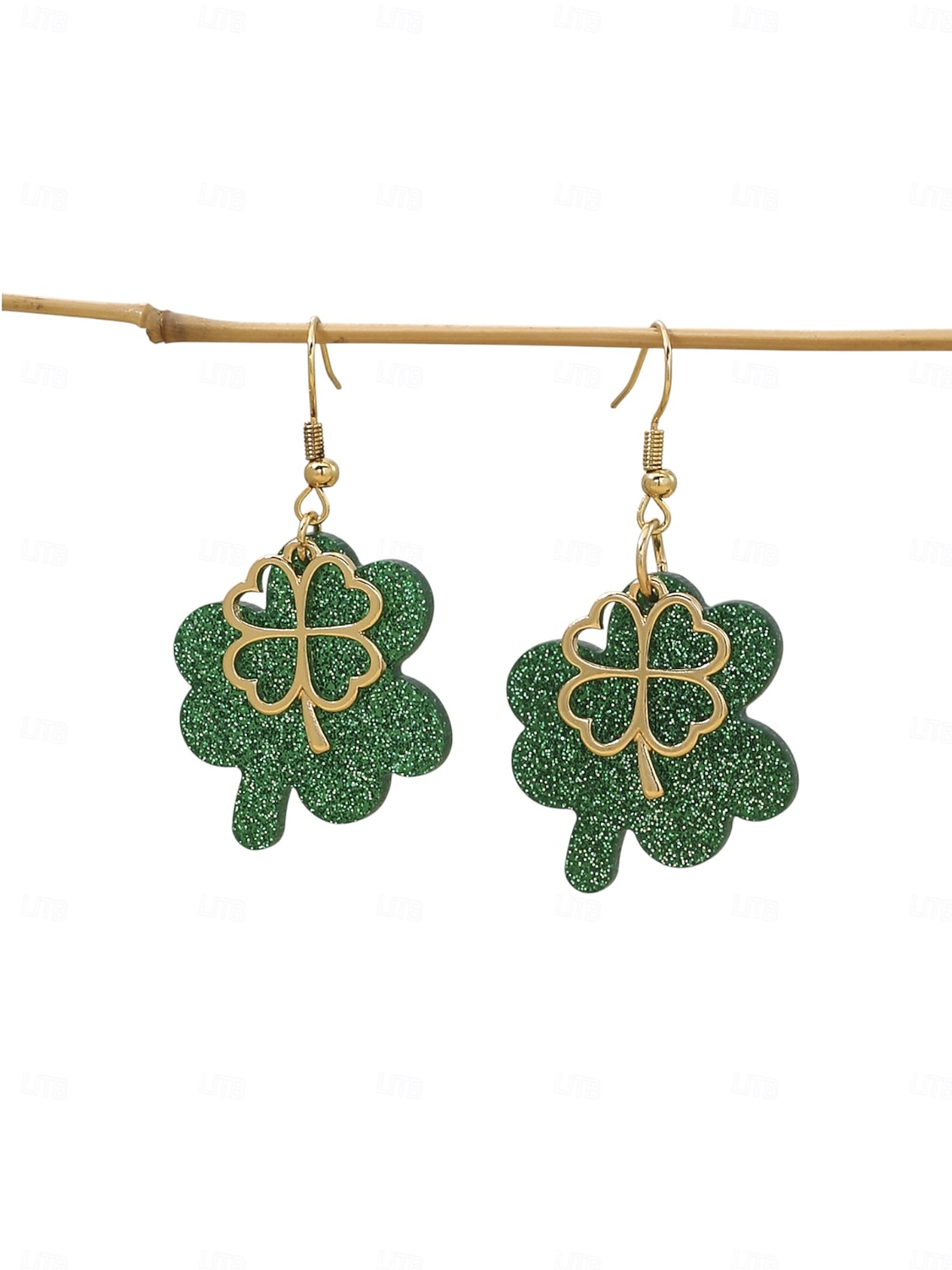Cercei pentru femei cu trifoi strălucitor de Ziua Sfântului Patrick – model de trifoi verde sclipitor, bijuterii festive pentru sărbători 2026 - $9.99 –P2