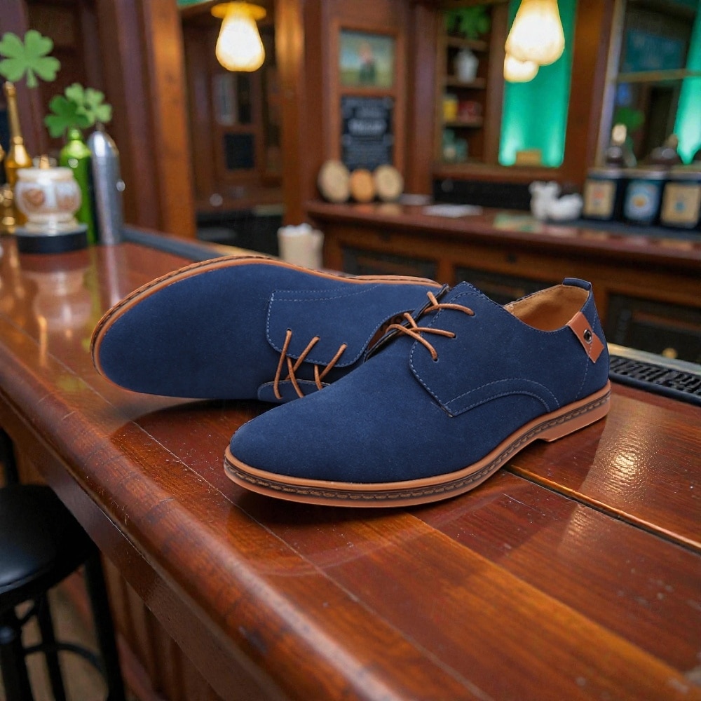 scarpe oxford in pelle scamosciata verde da uomo, scarpe casual morbide e leggere per comfort e stile, perfette per l'uso quotidiano, casual da lavoro, feste e outfit per il giorno di San Patrizio del 2026 a $42.99 –P7