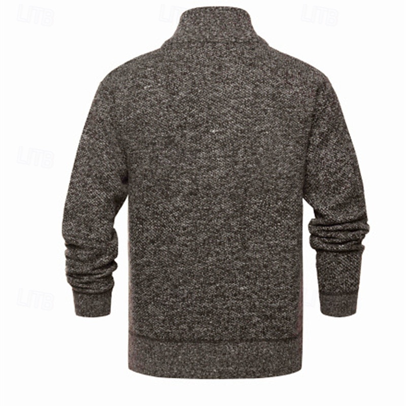 Herre Genser Cardigan Genser Glidelås genser Riflet Strikke Vanlige topper Strikket Helfarge Høyhalset Nøytral Mote Avslappet Dagligdagstøy Klær Høst Vinter Navyblå M L XL 2026 - $30.99 –P16