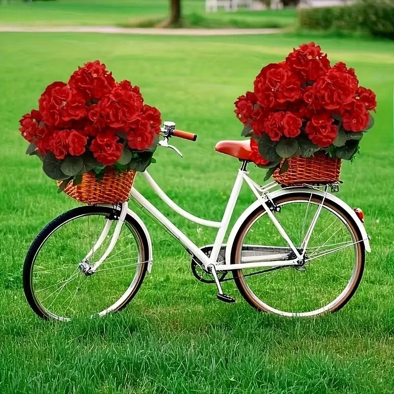 6 větví, kytice z umělých pelargónií odolných proti UV záření, 30 stonků/větví, zářivě červené květy s bujným zeleným olistěním, realistická plastová dekorace do interiéru/venkovního prostředí, 2026 - $25.99 –P3