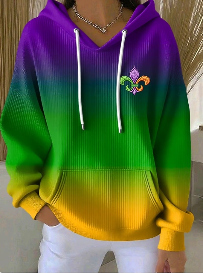 Mujer Sudadera con capucha Pullover Graphic Letra Casual Manga Larga Con Capucha Tops regulares Casual Uso Diario Deportes Morado Primavera Otoño 2026 - $35.99 –P1