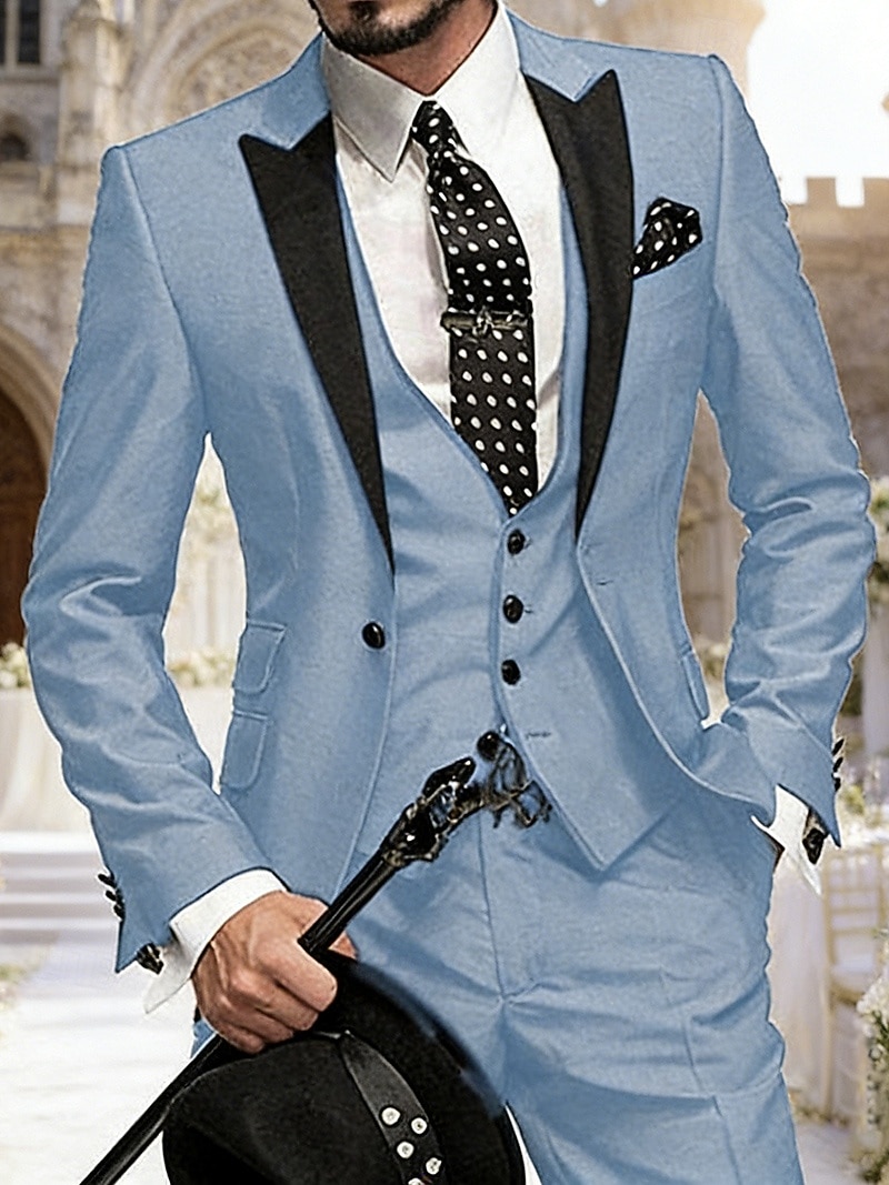 Voor heren Blazer + vest + pantalon Blazer liiketoiminta Werk Feest Modieus Streetwear Herfst Winter Teryleen Kleurenblok Enkele rij knopen Blazer Wit Champagne Lichtgroen Blozend Roze 2026 - $119.99 –P2