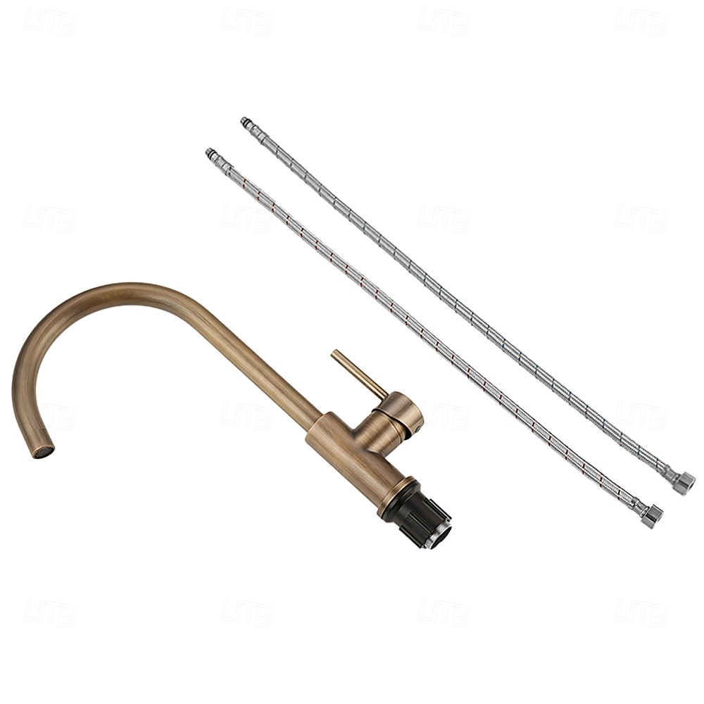 2026年 水栓 - シングルハンドルつの穴 アンティーク真鍮 標準スパウト センターセット 現代コンテンポラリー Kitchen Taps  コレクション – $186.99 –P2