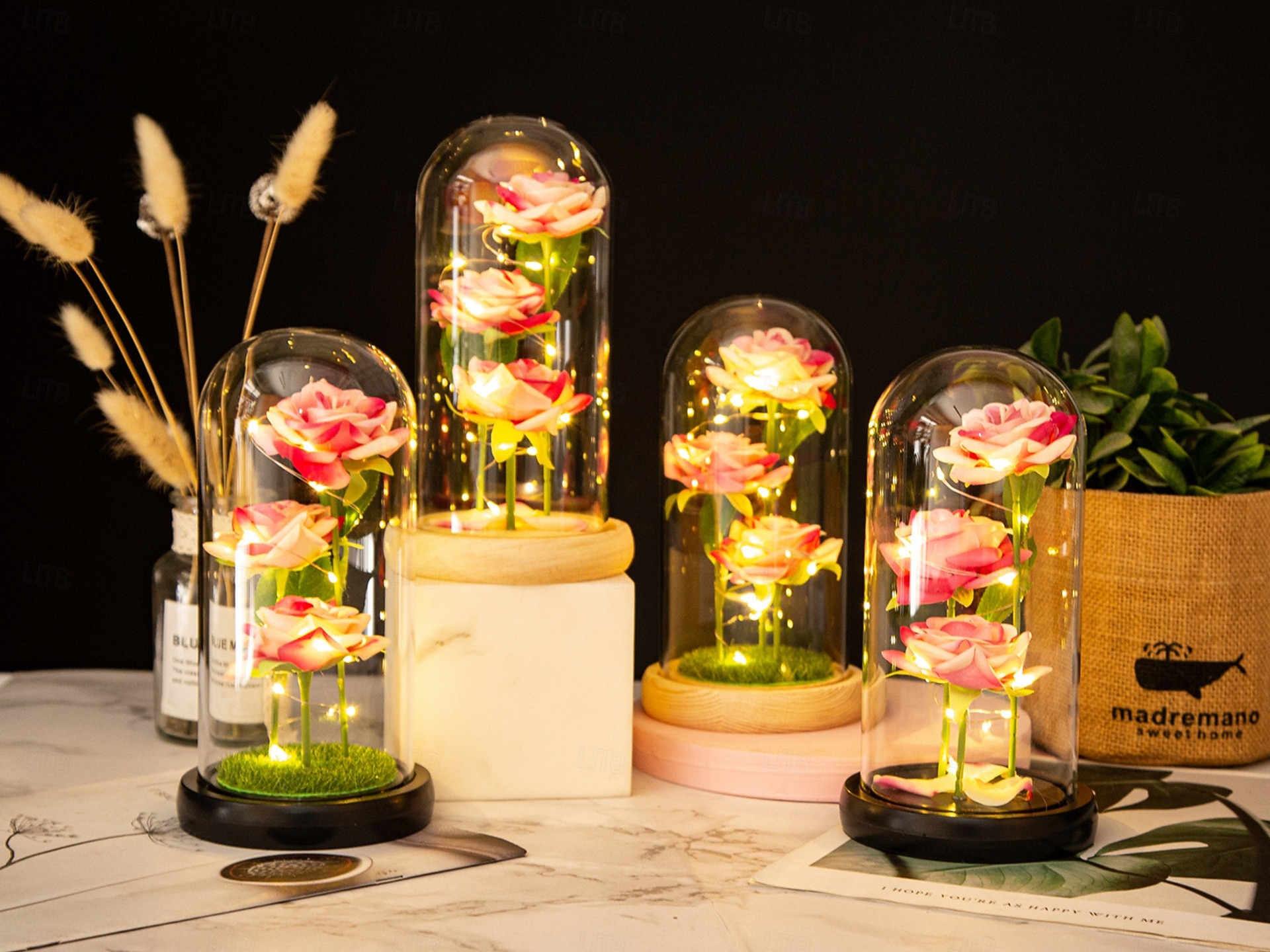 Luz nocturna decorativa de rosa LED simulada para el Día de la Madre 21.5 * 11.5CM Regalo para novia esposa y madre Luz ornamental de ambiente en dormitorio interior batería AAA cubierta transparente 2026 - $12.99 –P2