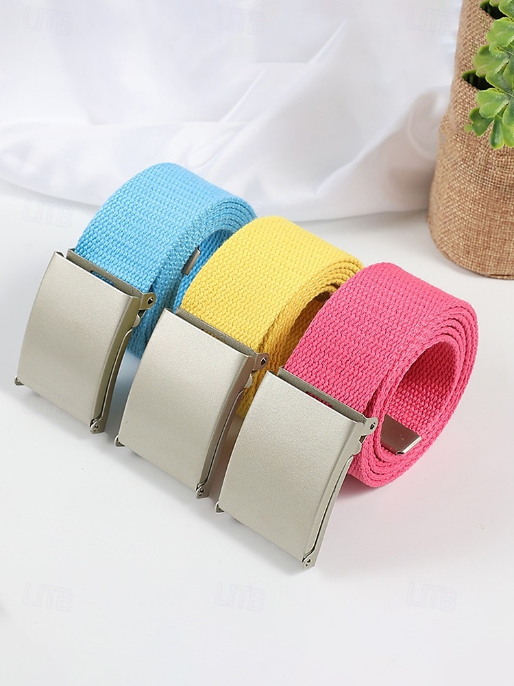 Cintura da uomo in tela, tessuto multicolore con fibbia argentata elegante, perfetta per il giorno di San Patrizio, il carnevale e l'uso quotidiano, regolabile ed elegante del 2026 a $9.99 –P4