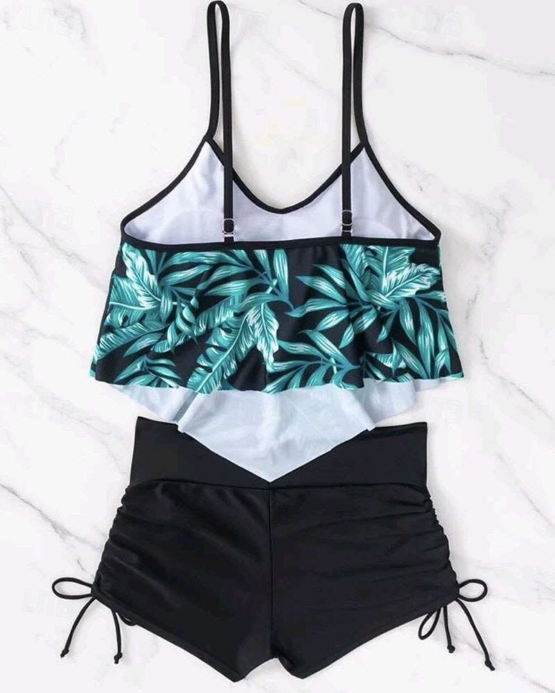 Damskie Strój kąpielowy Tankini 2-częściowa Tropikalny Ultra lekki (UL) Elastyczny Bez rękawów Kąpielówki Surfing Nurkowanie z rurką Lato 2026 - $18.99 –P5