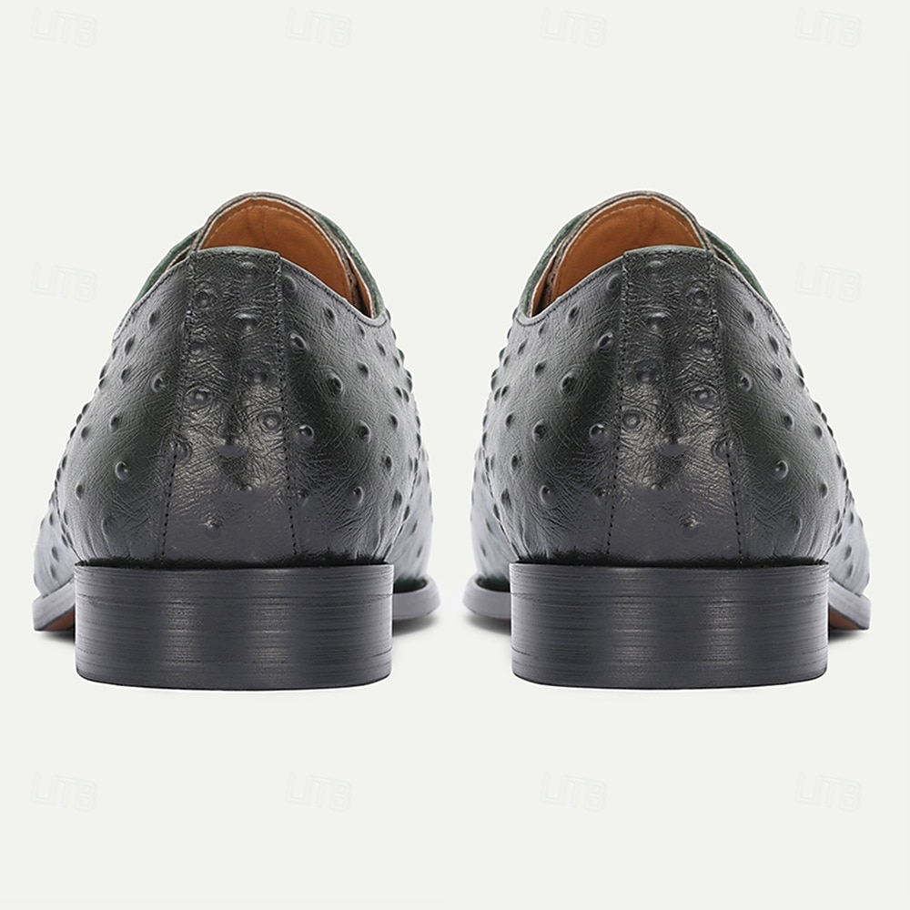 Men's Green Crocodile Print Derby Shoes – Stylish Leather Shoes with Buckle Detail, Perfect for Weddings, Parties and Special Occasions 2026 - $109.99 –P5