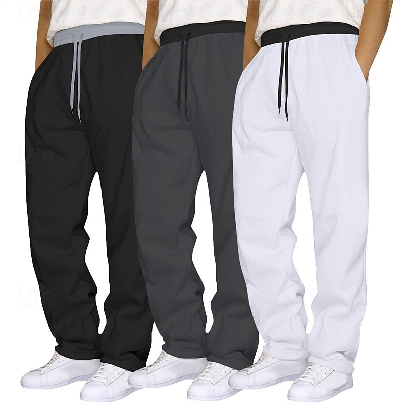 Paquetes múltiples 3 piezas Hombre Negro+Gris Oscuro+Azul Marino Pantalones de Deporte Pantalones Correa Cintura elástica Plano Vacaciones Ropa Cotidiana Poliéster Primavera 2026 - $40.99 –P2