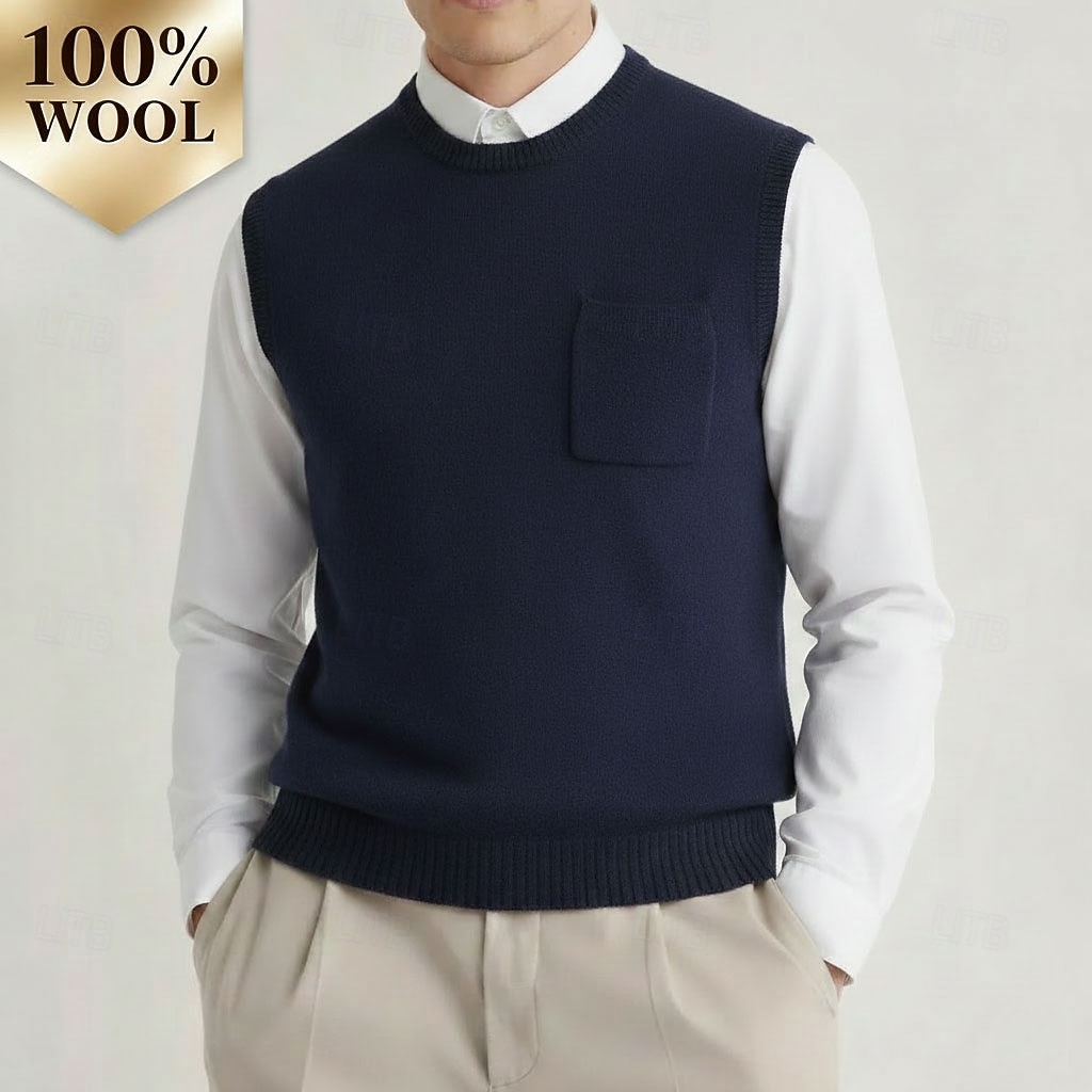 maglione girocollo da uomo in pura lana e cashmere di alta qualità, classico, morbido, caldo e traspirante del 2026 a $94.99 –P1