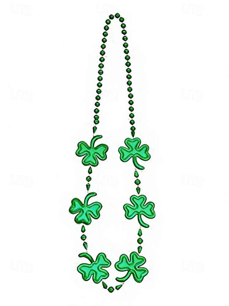 Halsband i akryl för kvinnor, St. Patrick's Day, med klöver- och hattmönster, flera stilar, gröna pärlor, perfekt för högtidsfiranden och festtillbehör. 2026 - $7.99 –P6