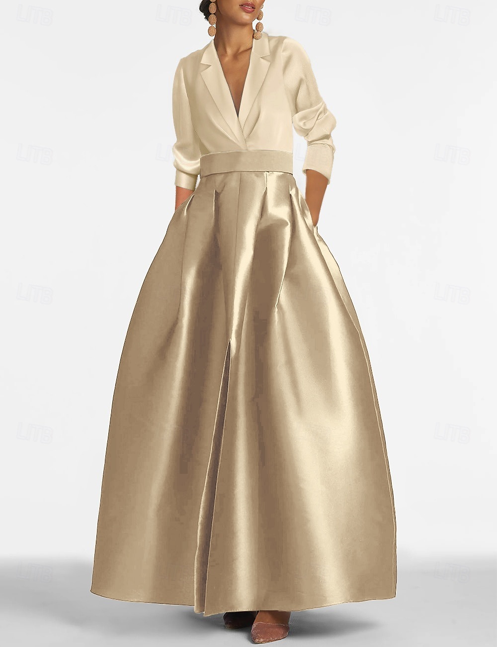 formal dress with a cape Luxury Black High Neck Evening Dress with Cape Sleeves SS162 main image 0