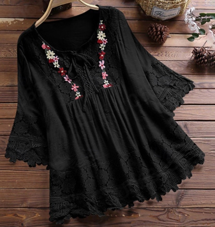 Γυναικεία Πουκάμισο Popover Casual πουκάμισο Μπλούζα Σουρωτά Δαντέλα Κουρελού Σκέτο Κομψό Μοντέρνα Κομψό στυλ street 3/4 Μήκος Μανικιού Στρογγυλή Ψηλή Λαιμόκοψη Λαιμόδεση Κανονικά μπλουζάκια 2026 - $9.49 –P8