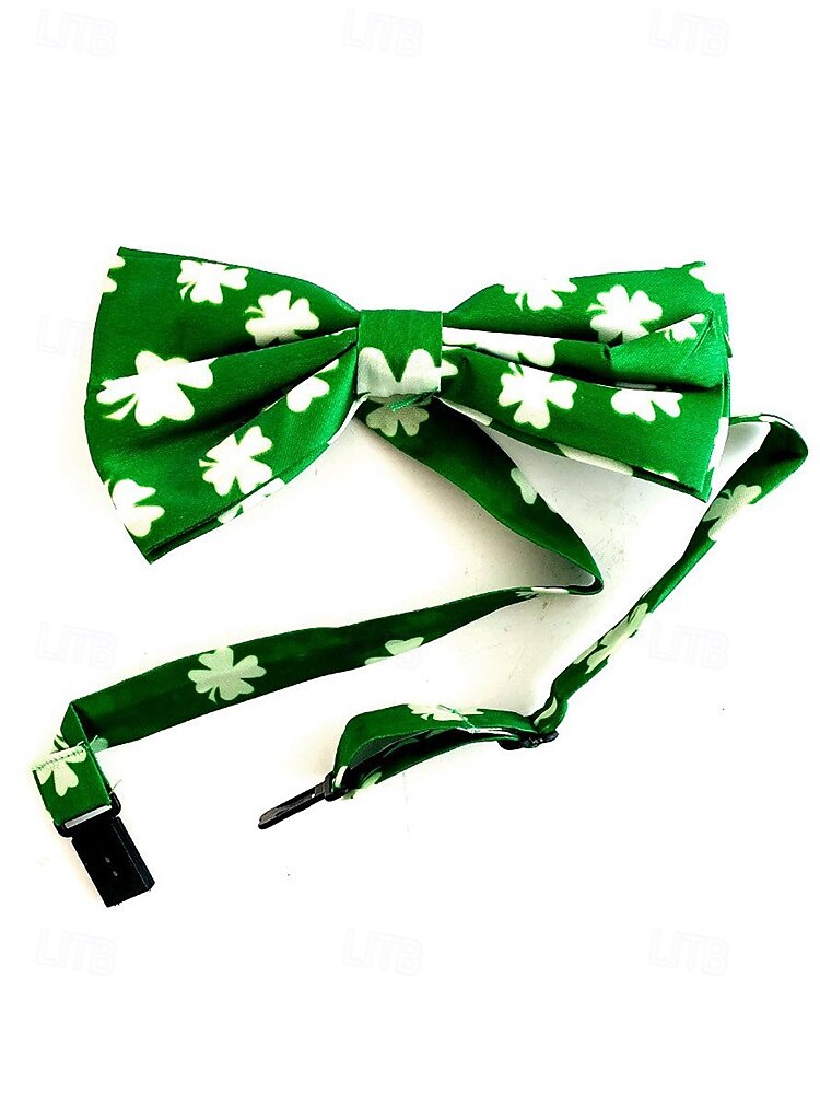 Miesten vihreät apilankuvioiset henkselit ja rusetti, polyesteriä, täydellinen Pyhän Patrickin päivään, karnevaaleille ja arkikäyttöön. 2026 - $11.99 –P9