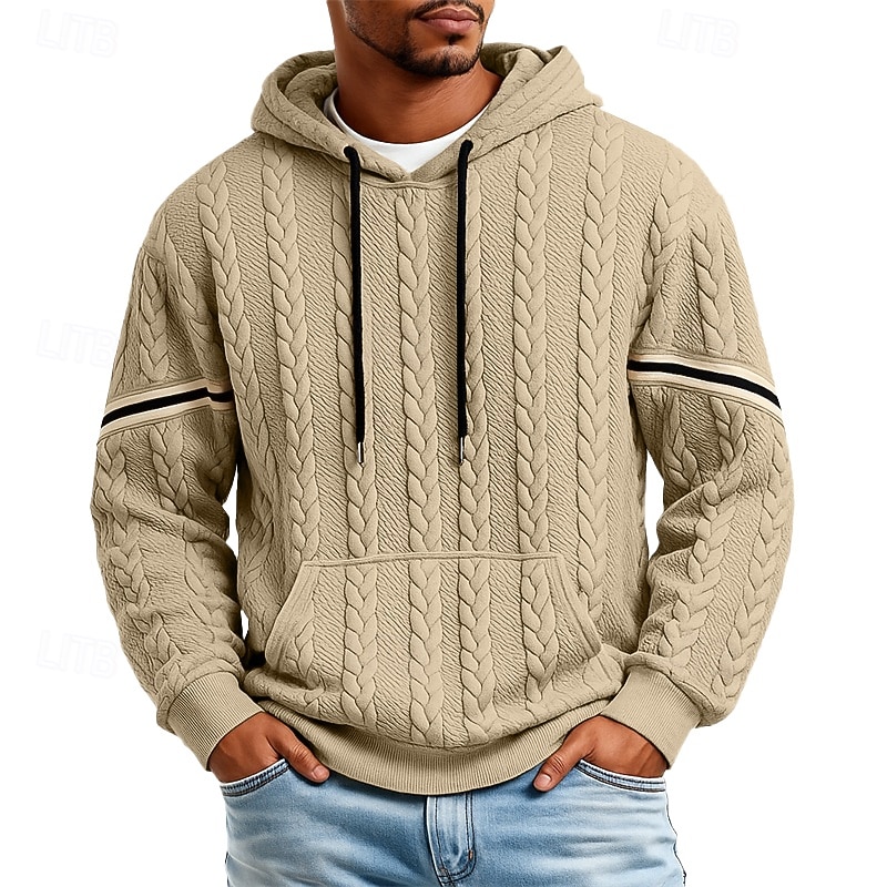 Herren Jacquard Kapuzensweatshirt Pullover Kapuzensweatshirt Schwarz Weiß Marineblau Khaki Grau Mit Kapuze Einfach Patchwork Kängurutasche Strukturiert Lässig Täglich Sport & Outdoor Streetwear Cool 2026 - $34.99 –P3