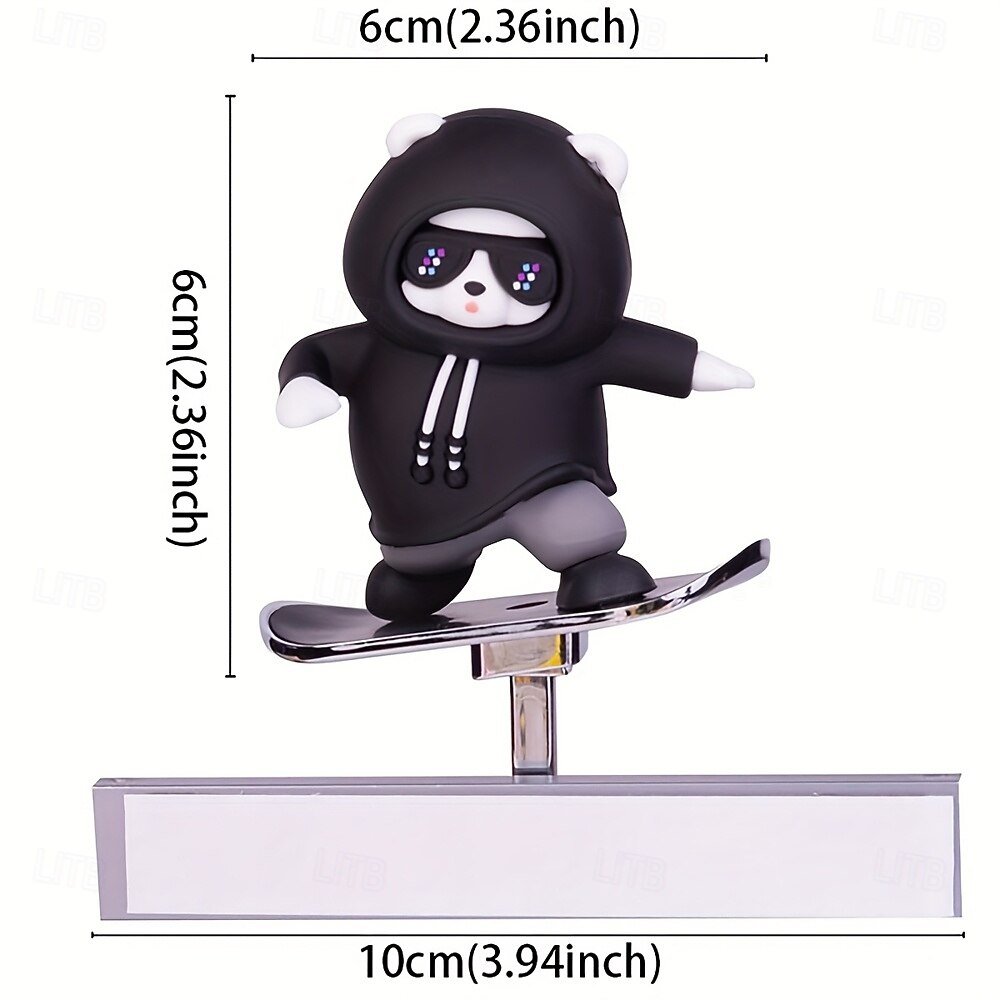 Декоративная накладка на приборную панель автомобиля в виде медведя-скейтбордиста — мультяшный кулон в виде животного в стильных очках и капюшоне, подходит для большинства моделей автомобилей, 2026 - $21.99 –P4