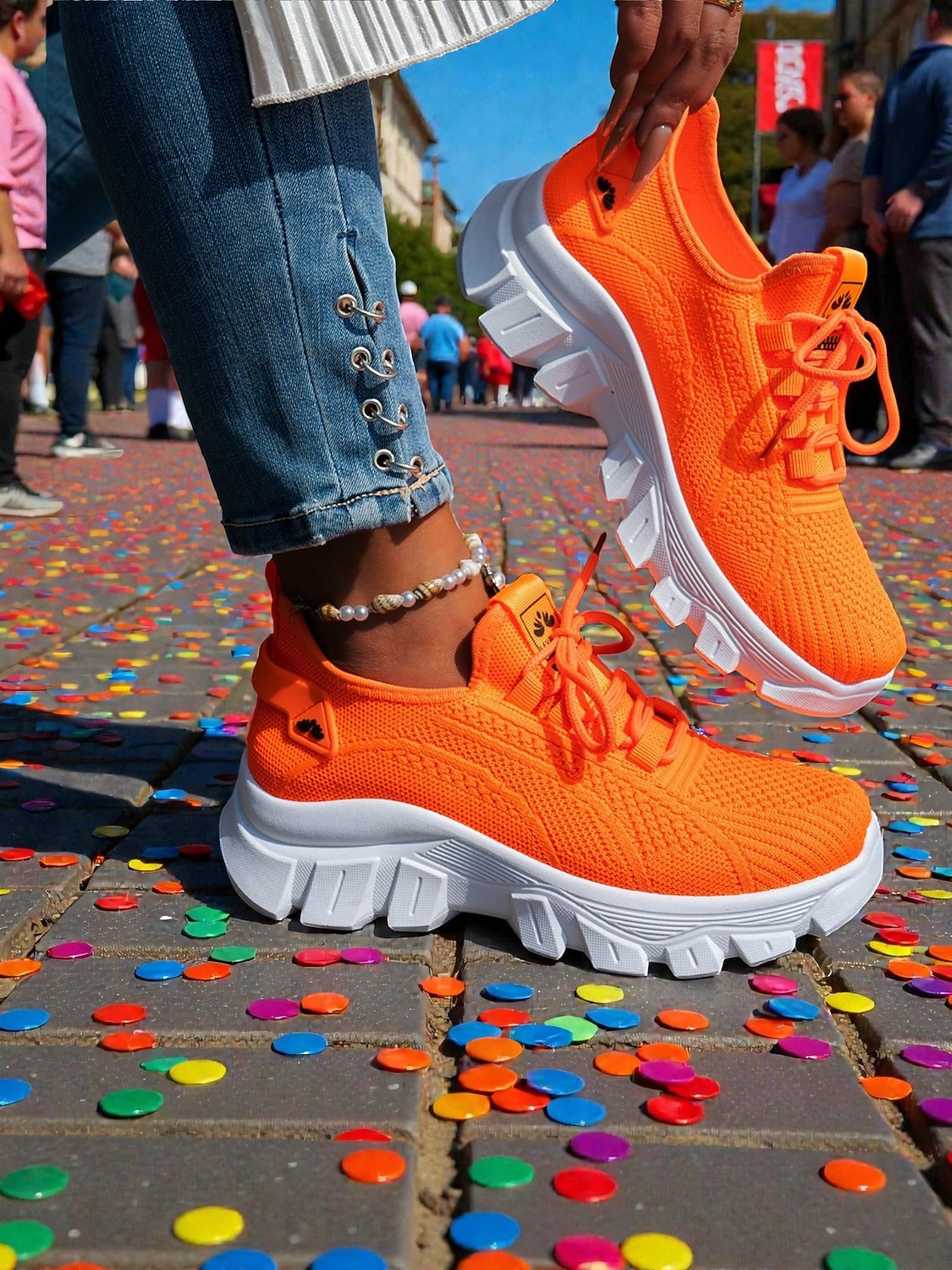 Baskets de course orange pour femmes tissu en mesh respirant chaussures de sport confortables et légères pour le carnaval le festival et les activités de plein air de 2026 ? $34.99 –P10
