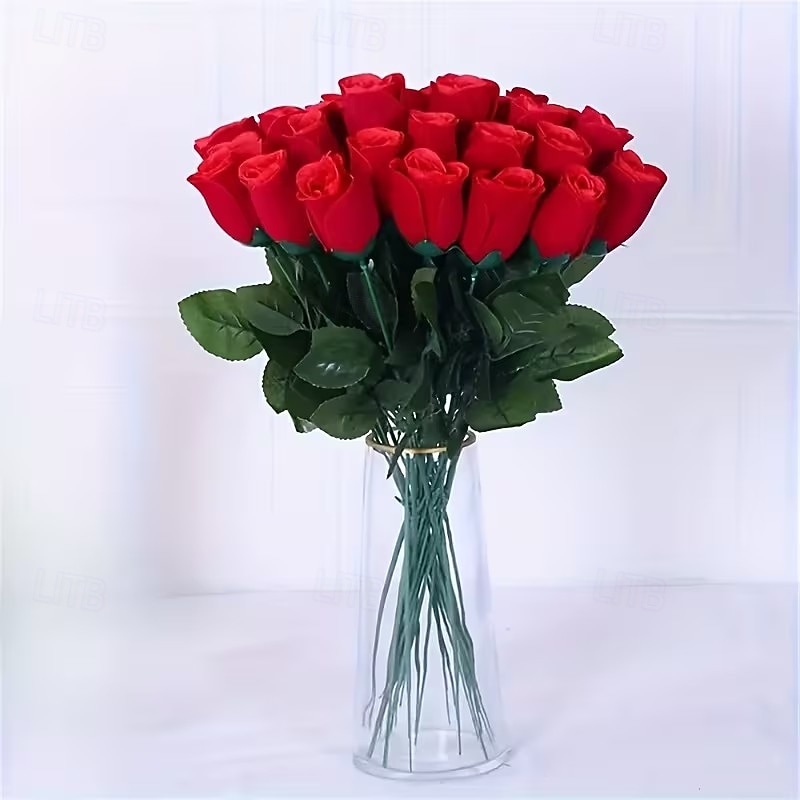 50 mazzi di rose artificiali, rose finte in tessuto per San Valentino, romantiche composizioni floreali finte per l'arredamento del soggiorno, forniture per matrimoni del 2026 a $20.99 –P6