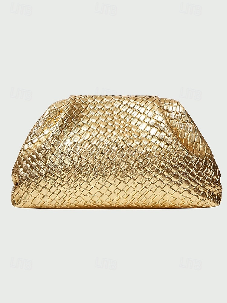 pochette da donna in similpelle con motivo intrecciato in rilievo, vari colori, design elegante per matrimoni ed eventi serali del 2026 a $32.99 –P6