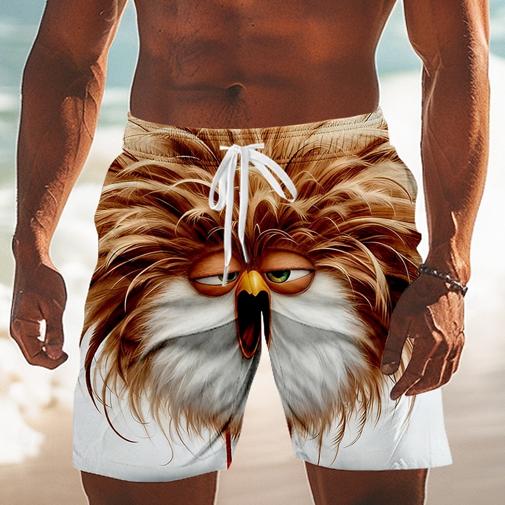 Men's Animal Cartoon Frizzle Chickens Swim Trunks Swim Shorts Board Shorts Mid Waist Funny Outdoor Vacation Side Pockets Mesh Lining Elastic Drawstring Waist Designer Clothing Apparel 2026 - $20.99 –P3