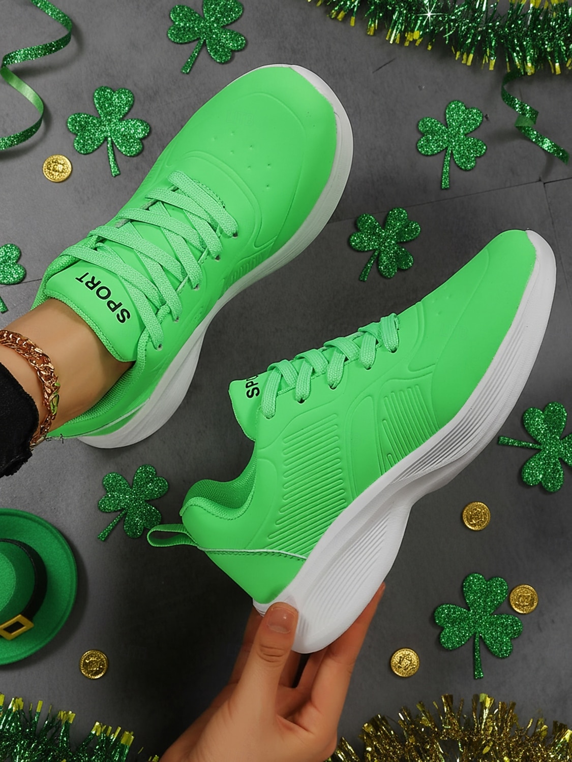 Women's Green Lace-Up Sporty Sneakers – Perfect for St. Patrick's Day Parades, Casual Outings and Active Days 2026 - $42.99 –P1