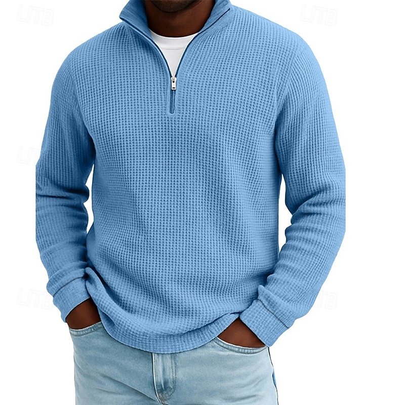 Férfi Gofris pólóingek Texturált Szabadtéri Hétköznapi Negyed irányítószám Hosszú ujj Divat Modern Tömör szín Texturált Kötött Ősz Tavasz & Ősz Ősz & tél Normál Sötétbarna Bor Fekete Fehér 2026 - $24.99 –P4