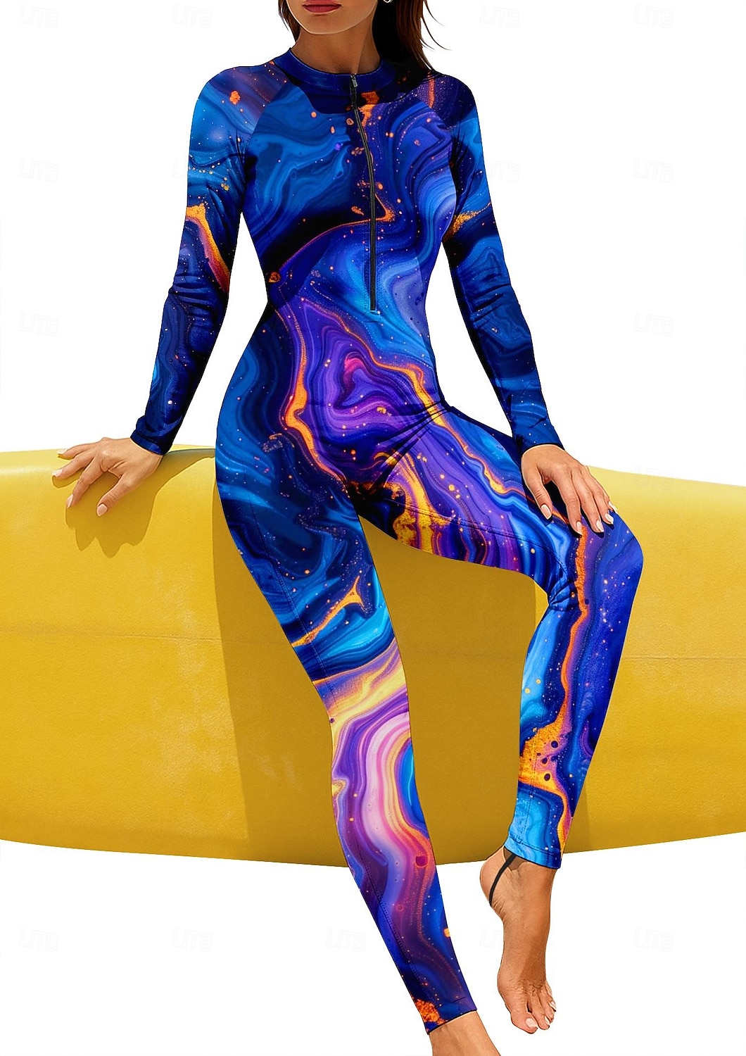 Mujer Regular Camiseta Protección Solar Surf Camiseta de protección solar de cuerpo completo Traje de baño Degradado Abstracto Mármol con sujetador incorporado Cremallera delantera Protección solar 2026 - $49.99 –P1