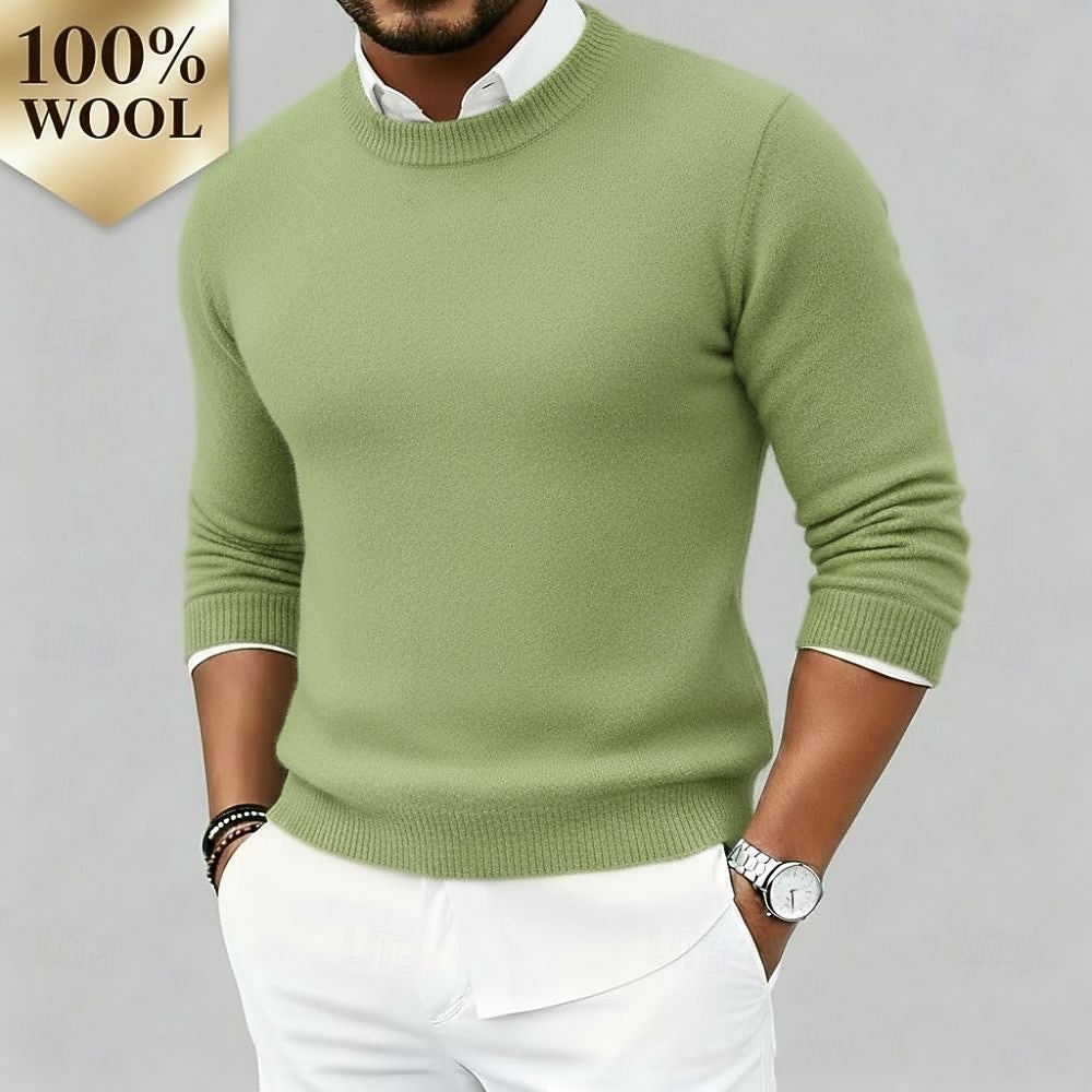 Men's Premium Pure Wool Cashmere Crewneck Sweater Classic Knit Pullover Jumper Soft Warm Breathable 2026 - $123.99 –P1