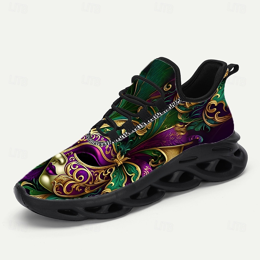 Scarpe da ginnastica a tema Carnevale da uomo per Mardi Gras con design vivace di maschera di maschera – Calzature divertenti e colorate per Carnevale feste e festival del 2026 a $42.99 –P3