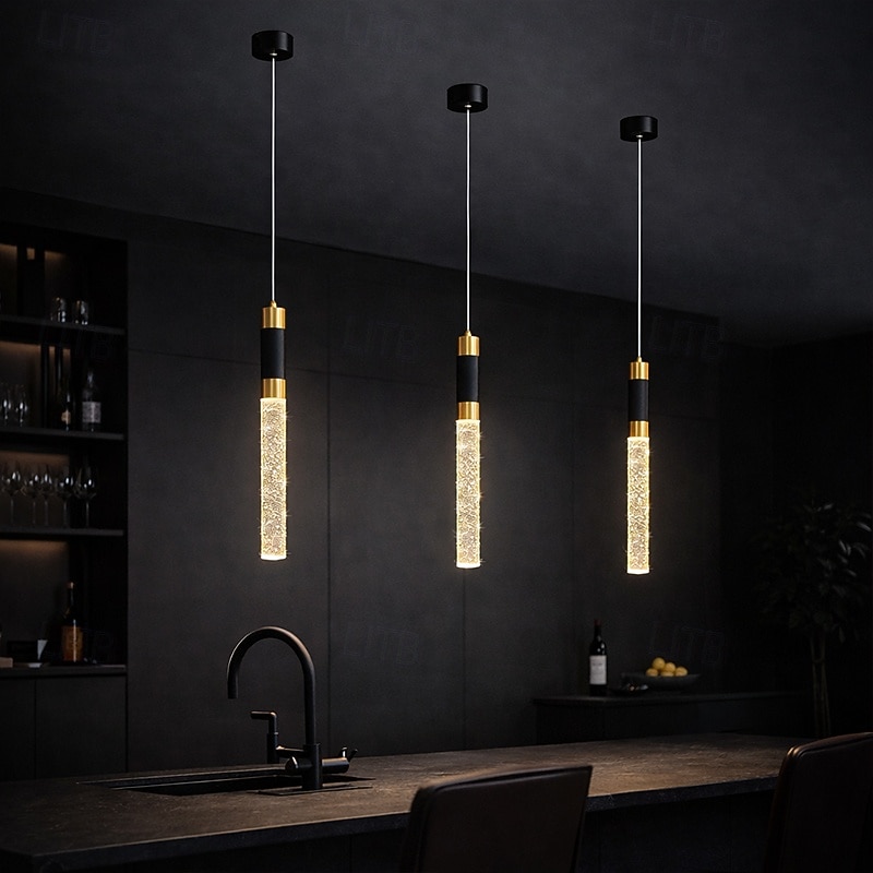 LED-Pendelleuchte, dimmbar, 34 cm, Kristall, moderne Kücheninsel-Leuchte, verstellbare Pendelleuchte für Kücheninsel, schwarz-goldener LED-Kronleuchter für Esszimmer, Schlafzimmer, Mini-Pendelstrahler 2026 - $115.19 –P5