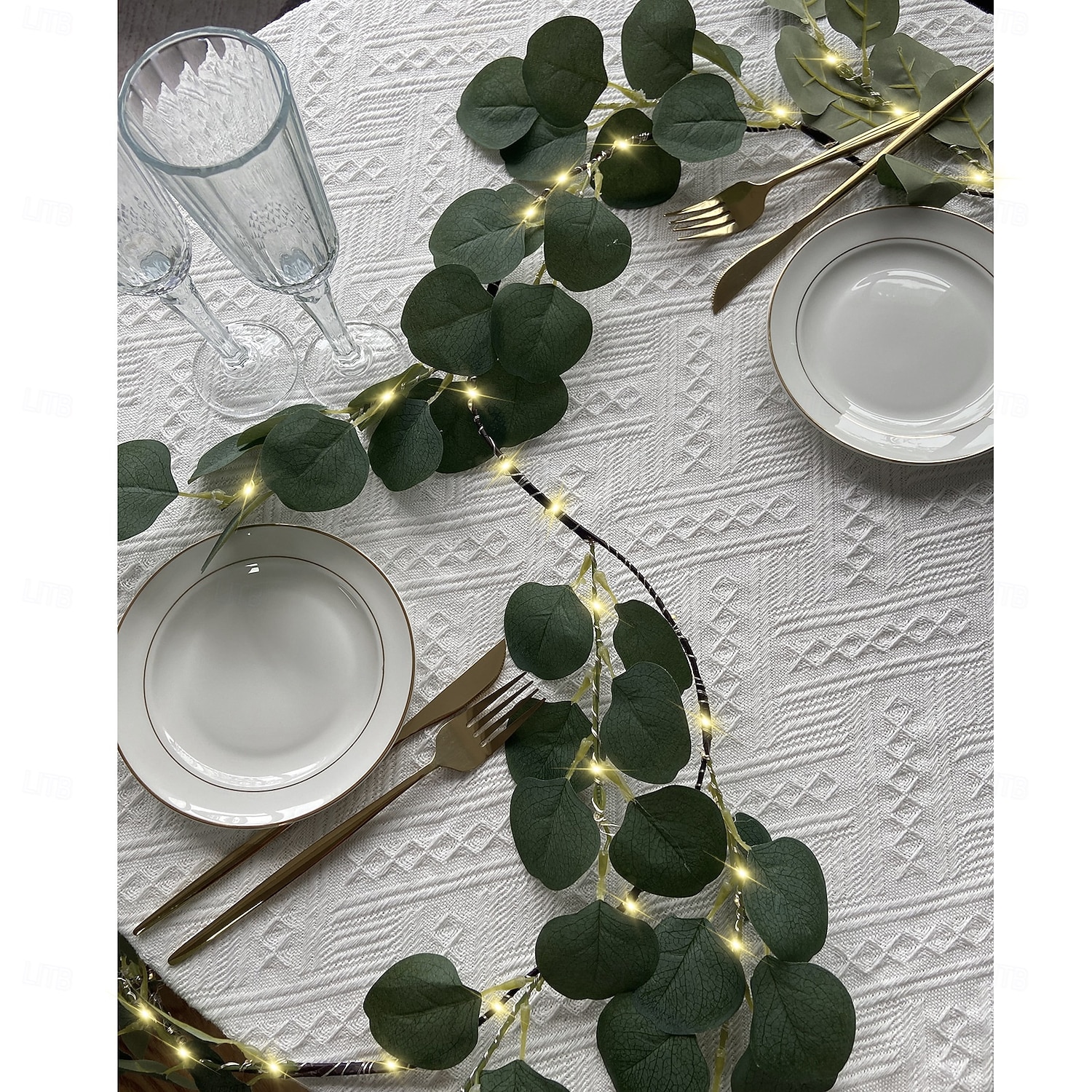 Eucalyptus leaves, olive leaves, simulated leaves, rattan strips, light string, 1.8M-96Leds, AAA waterproof timed battery box, holiday wedding party, indoor and outdoor atmosphere decoration props 2026 - $25.99 –P1