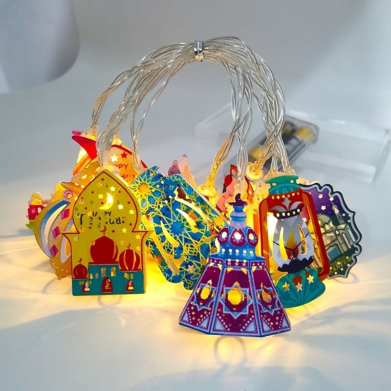 șir de lumini decorative din fier forjat Ramadan Eid 3m-20leds felinar castel stea lună atmosferă lumină decorativă baterie AAA sursă de alimentare USB 2026 - $19.49 –P4