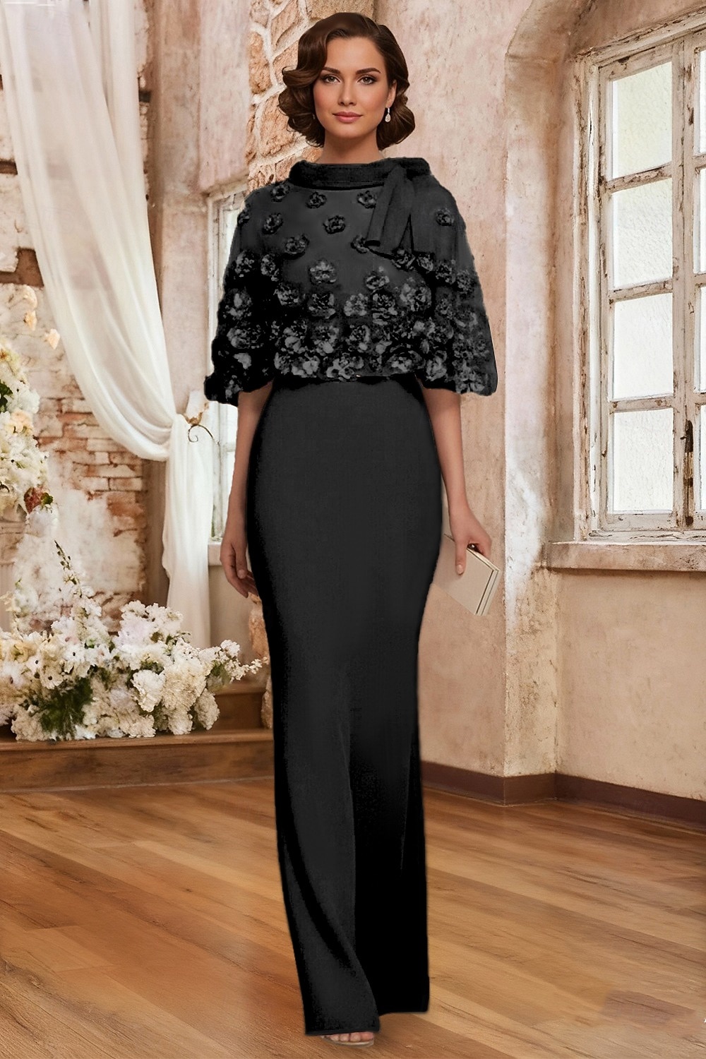 Tweedelig Tot de grond Feestjurk Cocktail jurk Bruiloft gast jurk Moeder van de bruid jurk Korte mouw Halve mouw Strakke ronde hals Ronde hals Elegant Formeel Bruiloft gast Familiebijeenkomst Chiffon 2026 - $183.99 –P6